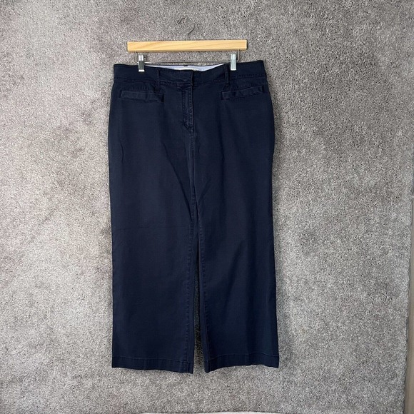 Tommy Hilfiger Pants Womens 14 Janie Fit Blue Flat Front Boot Cut Pockets Cotton - Picture 1 of 11